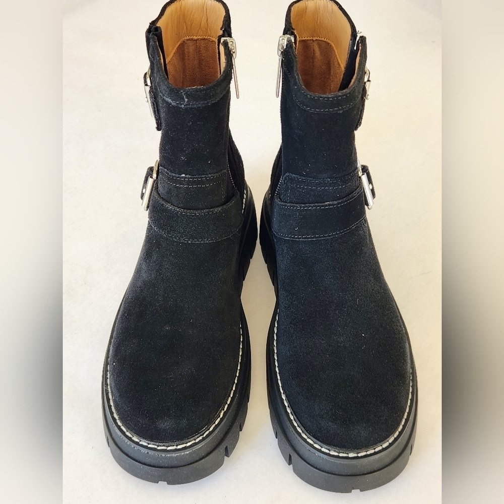 NWT || J/SLIDES || Texas black suede boots, booties, platform, leather, size 6.5 - Picture 2 of 6